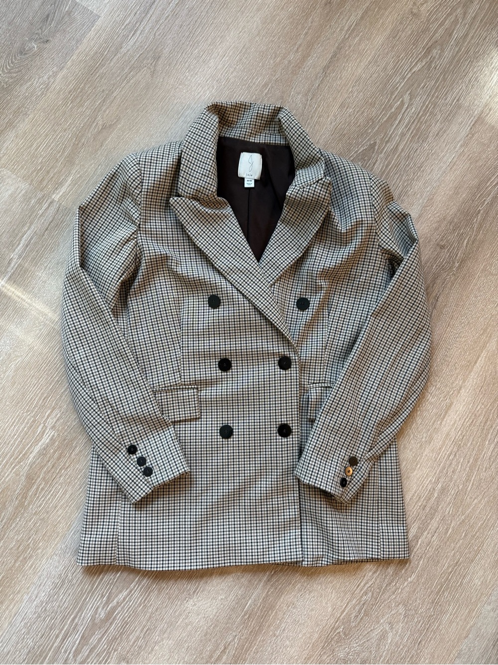 Joie Double Breasted Blazer Jacket Houndstooth Button-Up Pockets Lined Size M